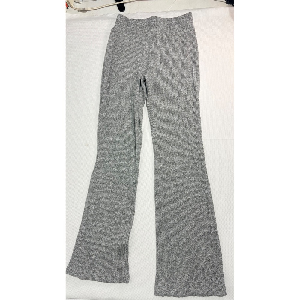 Ebb & Flow Gray Ribbed Knit Wide Leg Lounge Pants Small 5838ME